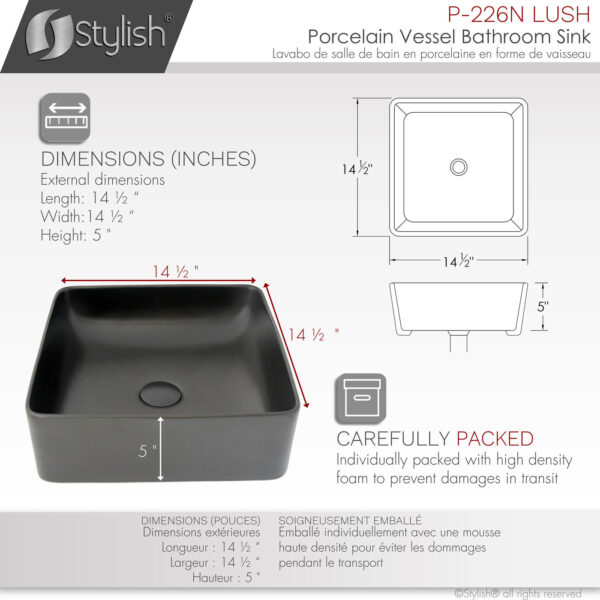 Stylish 14'' Lush Bathroom Sink, product view 5