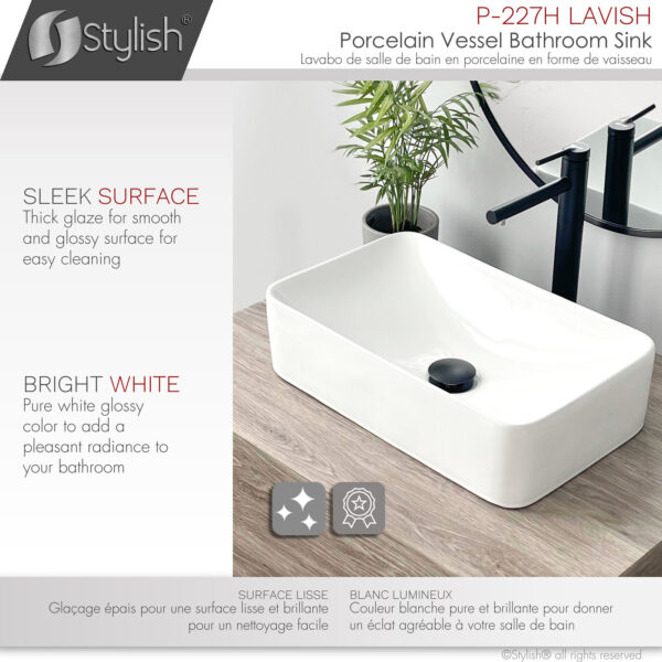 Stylish 19'' Lavish Bathroom Sink, product view 3