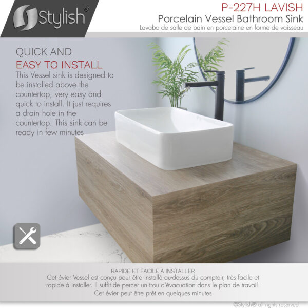 Stylish 19'' Lavish Bathroom Sink, product view 7