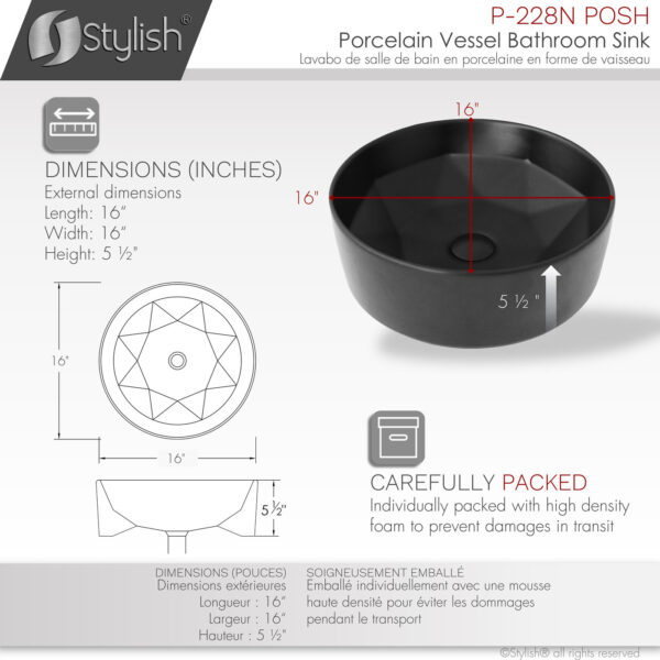 Stylish 16'' Posh Bathroom Sink, product view 5