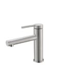 Brushed stainless steel bathroom faucet
