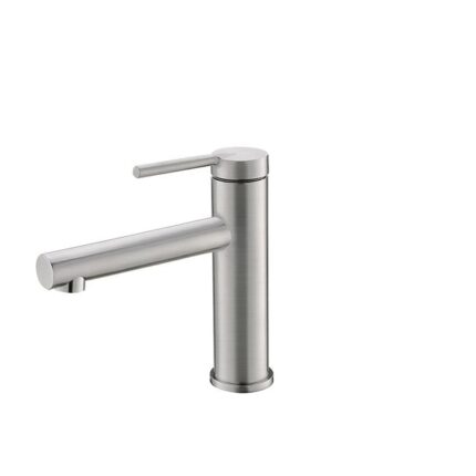 Brushed stainless steel bathroom faucet