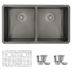 32 inch double bowl stainless steel kitchen sink