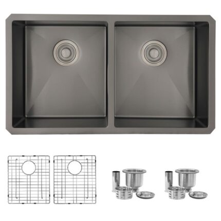 32 inch double bowl stainless steel kitchen sink
