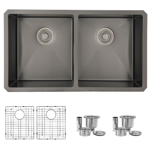 32 inch double bowl stainless steel kitchen sink