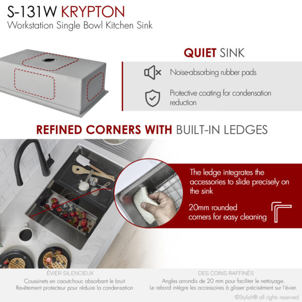 Stylish 31'' Krypton Kitchen Sink, product view 3