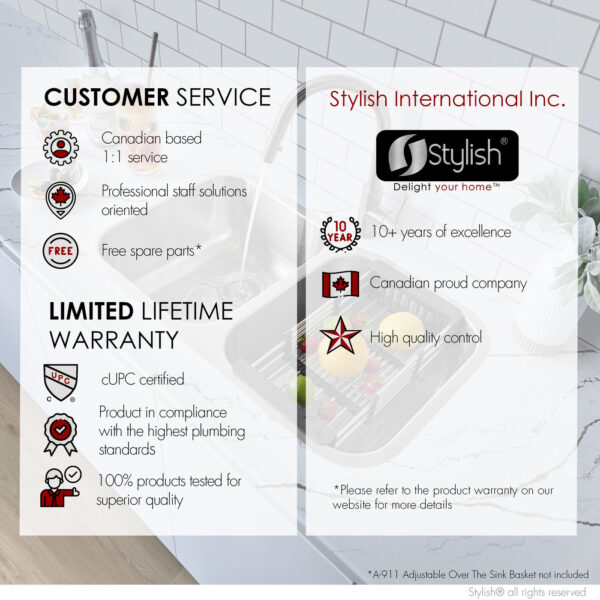 Stylish 32'' Jaspel Kitchen Sink, product view 10