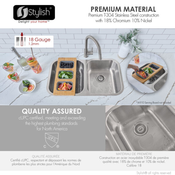 Stylish 32'' Jaspel Kitchen Sink, product view 3