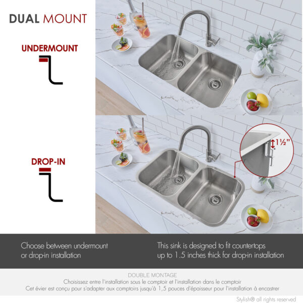 Stylish 32'' Jaspel Kitchen Sink, product view 8