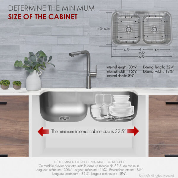 Stylish 32'' Olivine Kitchen Sink, product view 8