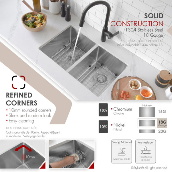 Stylish 28'' Topaz Kitchen Sink, product view 3