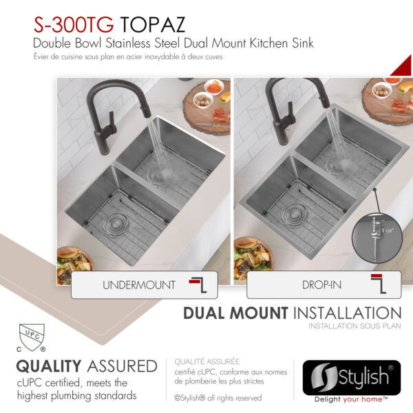 Stylish 28'' Topaz Kitchen Sink, product view 5