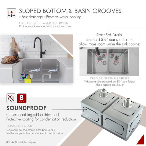 Stylish 28'' Topaz Kitchen Sink, product view 8