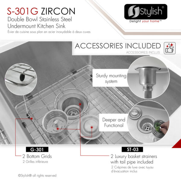 Stylish 32'' Zircon Kitchen Sink, product view 7