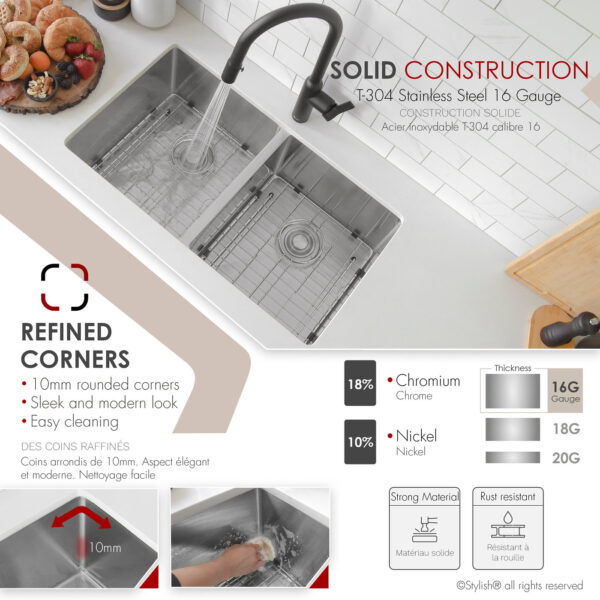 Stylish 32'' Zircon Kitchen Sink, product view 3
