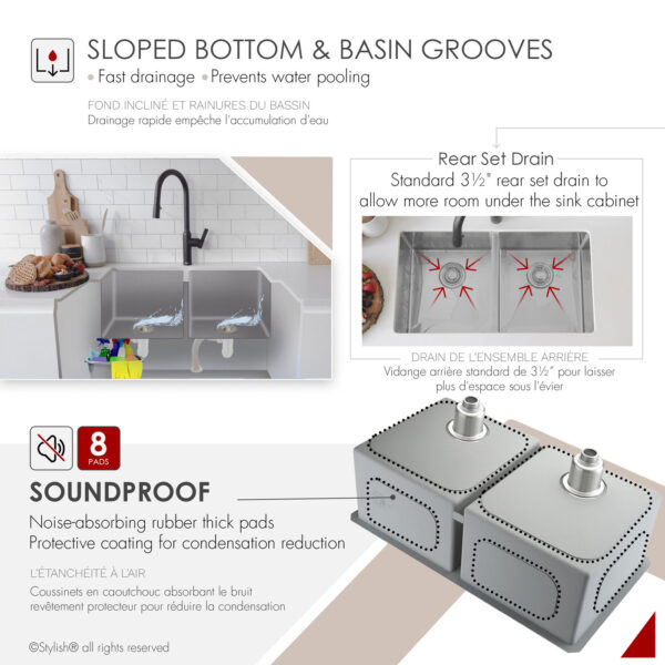 Stylish 32'' Zircon Kitchen Sink, product view 8