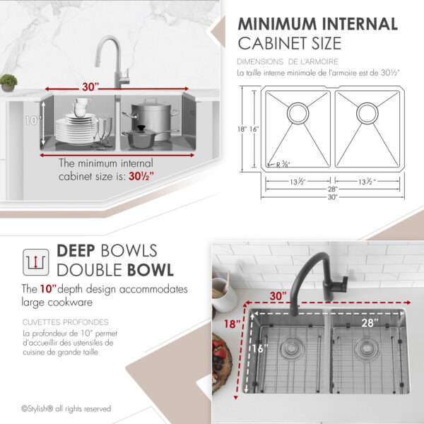 Stylish 30'' Onyx Kitchen Sink, product view 4