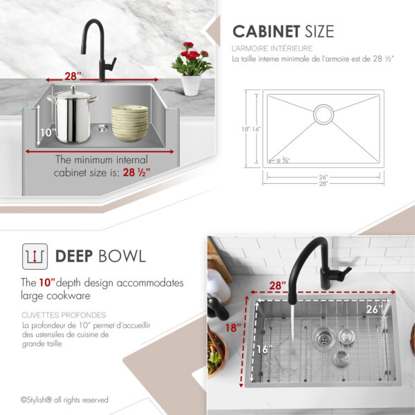 Stylish 28'' Emerald Kitchen Sink, product view 5