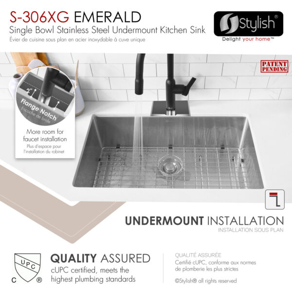 Stylish 28'' Emerald Kitchen Sink, product view 4