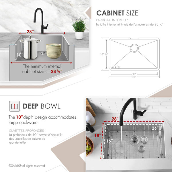 Stylish 28'' Emerald Kitchen Sink, product view 5