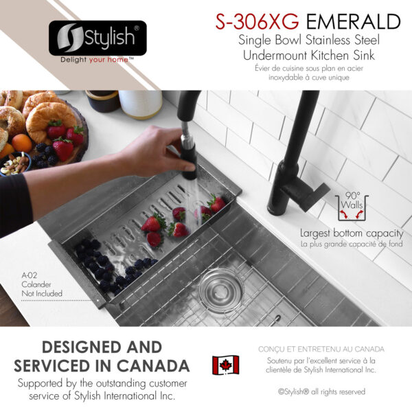 Stylish 28'' Emerald Kitchen Sink, product view 6