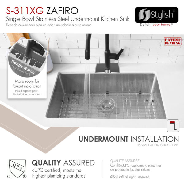 Stylish 30'' Zafiro Kitchen Sink, product view 4