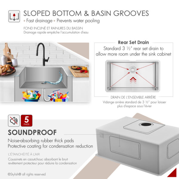 Stylish 30'' Zafiro Kitchen Sink, product view 8