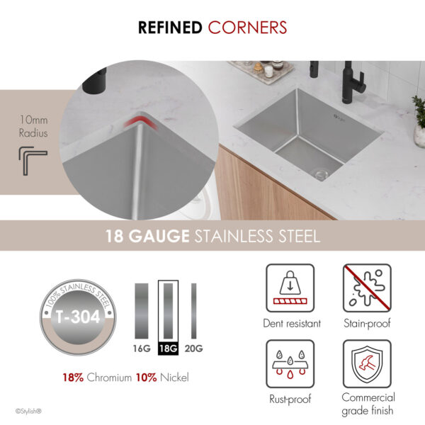 Stylish 22" Spinel Laundry Sink, product view 4