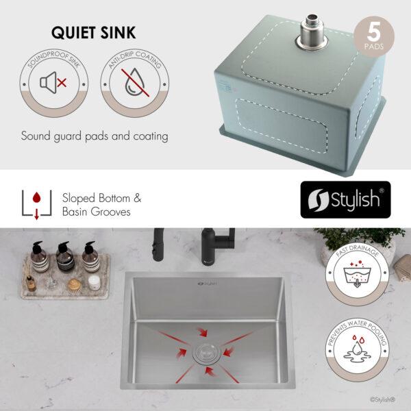 Stylish 22" Spinel Laundry Sink, product view 5