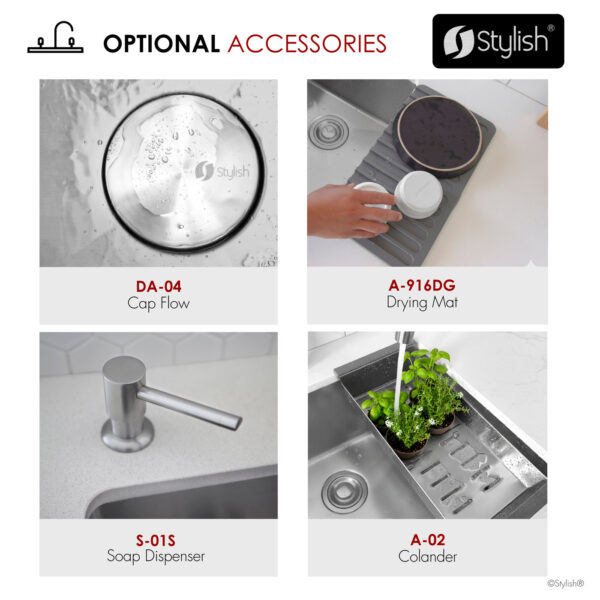 Stylish 22" Spinel Laundry Sink, product view 8