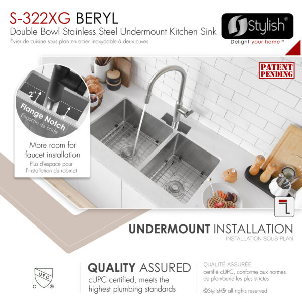 Stylish 33'' Beryl Kitchen Sink, product view 5