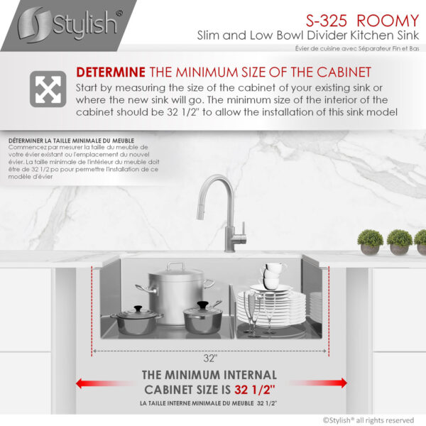 Stylish 32'' Roomy Kitchen Sink, product view 9