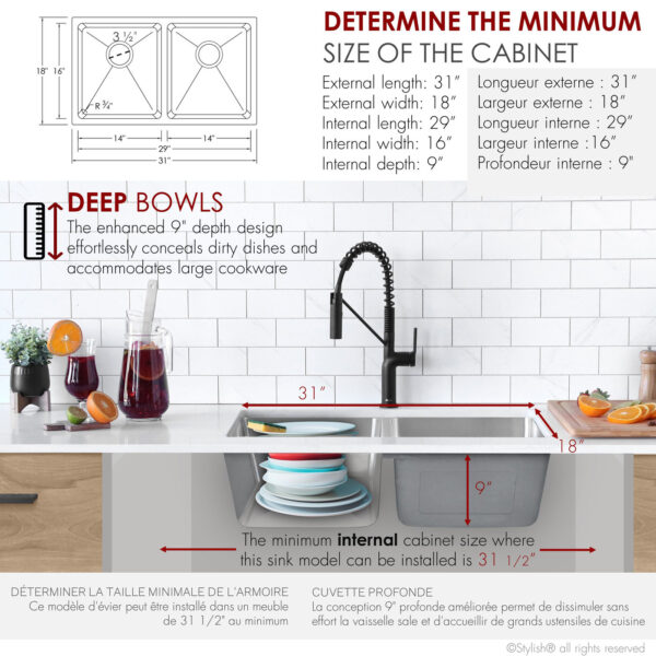 Stylish 31'' Toledo Kitchen Sink, product view 9