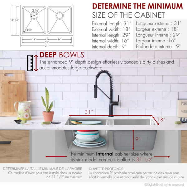 Stylish 31'' Toledo Kitchen Sink, product view 10