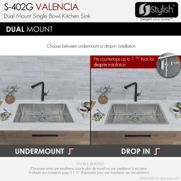 Stylish 31'' Valencia Kitchen Sink, product view 3