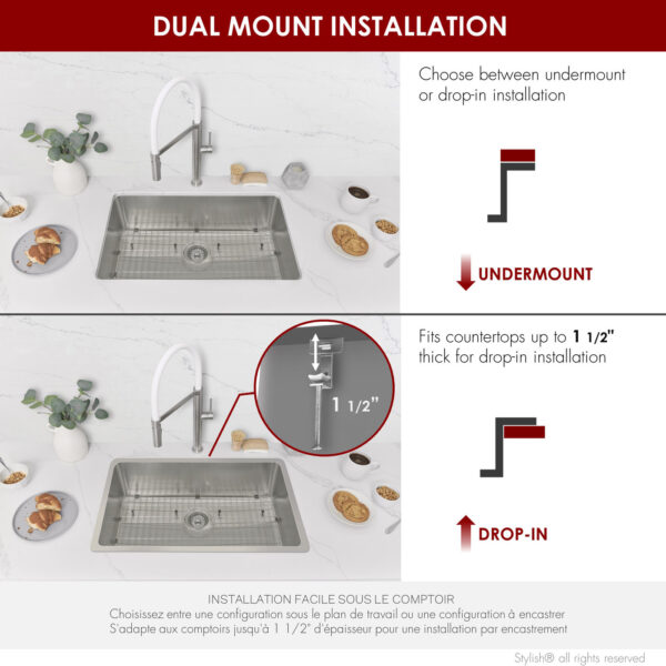 Stylish 27'' Olite Kitchen Sink, product view 10