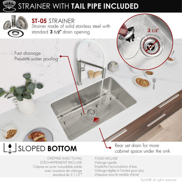 Stylish 27'' Olite Kitchen Sink, product view 7
