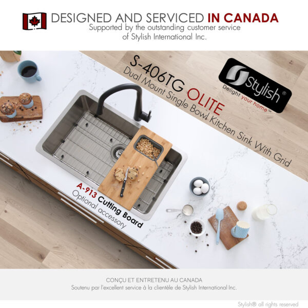 Stylish 27'' Olite Kitchen Sink, product view 8