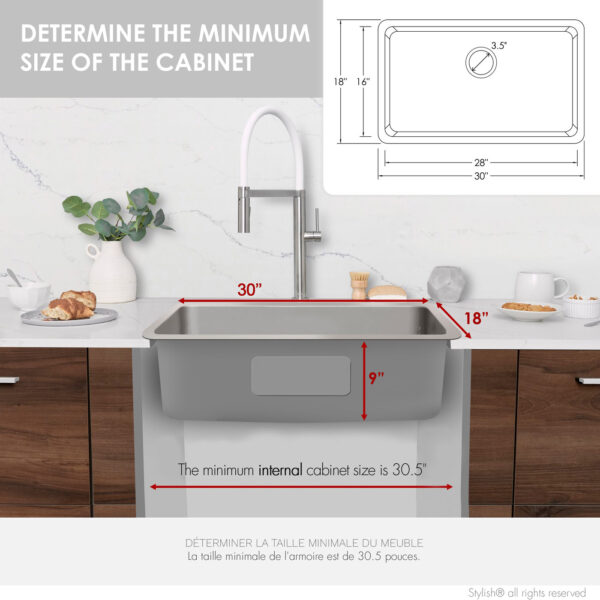Stylish 30'' Malaga Kitchen Sink, product view 8