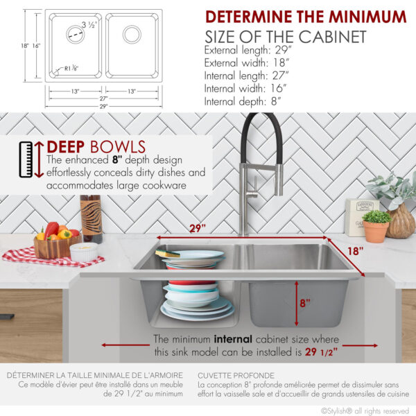 Stylish 29'' Avila Kitchen Sink, product view 4