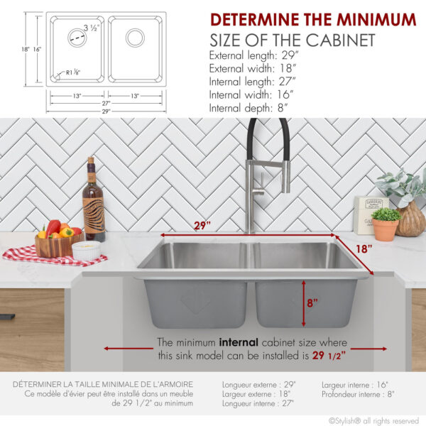 Stylish 29'' Avila Kitchen Sink, product view 10