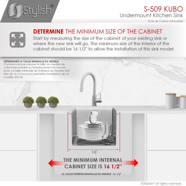 Stylish 16'' Kubo Kitchen Sink, product view 10