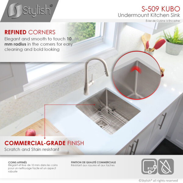 Stylish 16'' Kubo Kitchen Sink, product view 4
