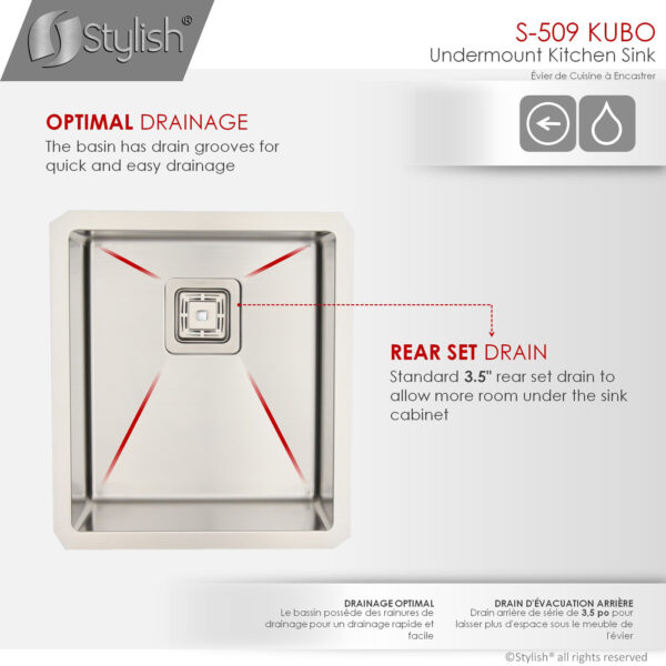 Stylish 16'' Kubo Kitchen Sink, product view 5