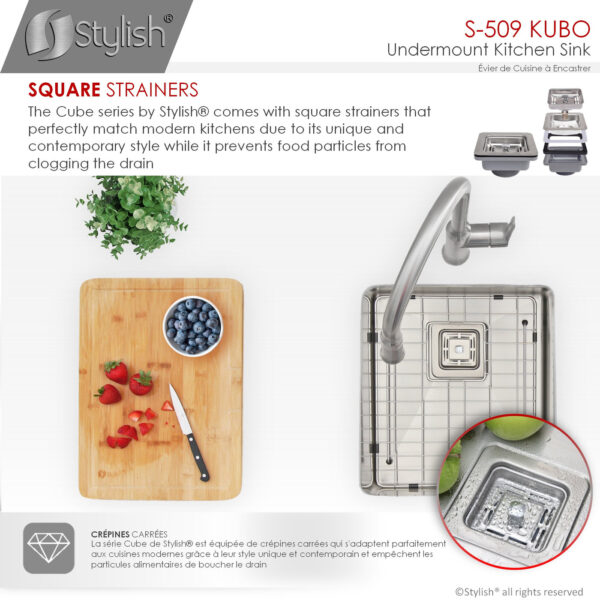 Stylish 16'' Kubo Kitchen Sink, product view 7