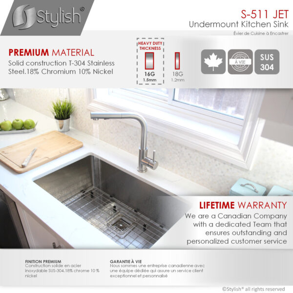 Stylish 30'' Jet Kitchen Sink, product view 10