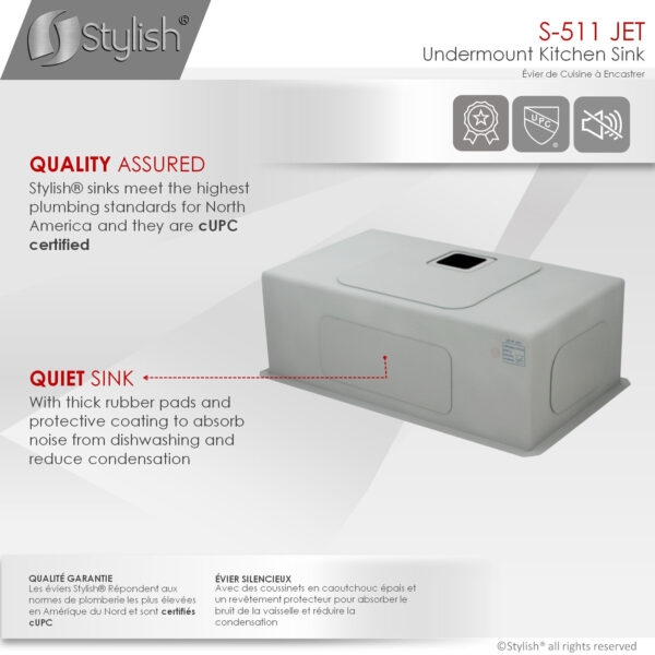 Stylish 30'' Jet Kitchen Sink, product view 3