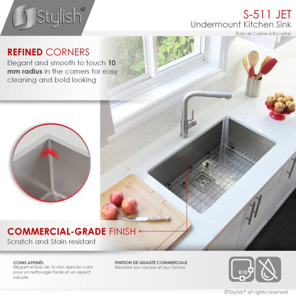 Stylish 30'' Jet Kitchen Sink, product view 4