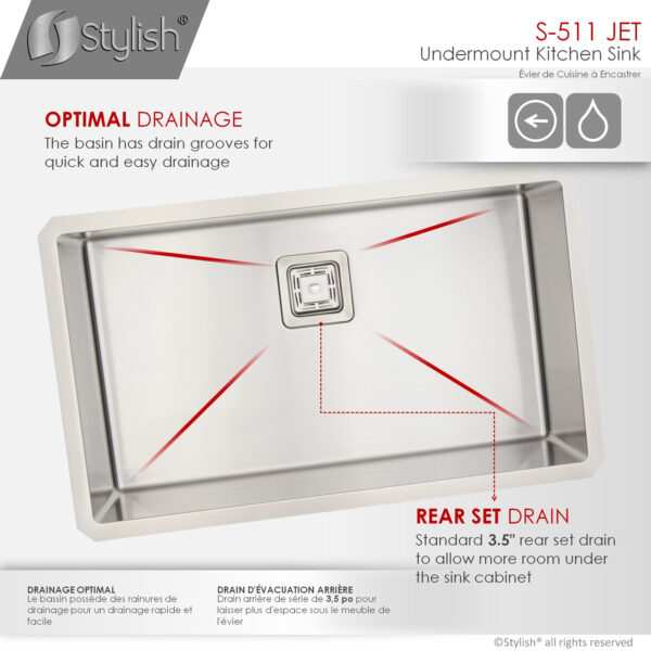 Stylish 30'' Jet Kitchen Sink, product view 5