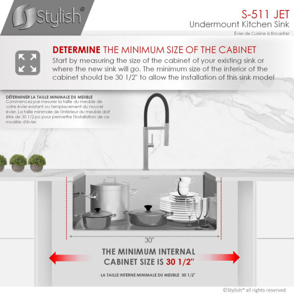 Stylish 30'' Jet Kitchen Sink, product view 9